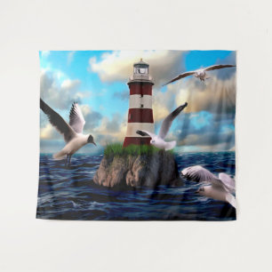 Lighthouse and Birds Tapestry