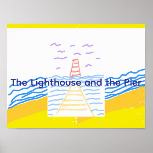 Lighthouse and Pier Flat Thank You Card Poster