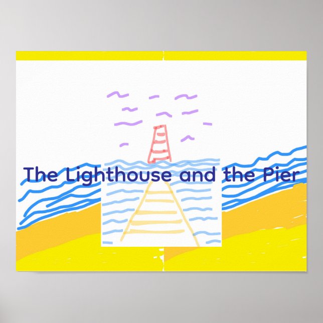 Lighthouse and Pier Flat Thank You Card Poster (Front)