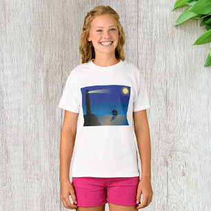 Lighthouse and Sailboat at Night Moonlit Ocean T-Shirt