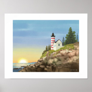 Lighthouse and Sunset Art Print