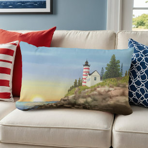 Lighthouse and Sunset  Lumbar Cushion