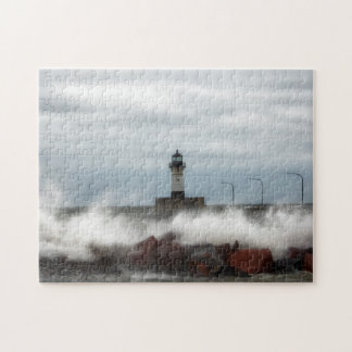  Lighthouse and Waves Duluth Minnesota Jigsaw Puz Puzzle
