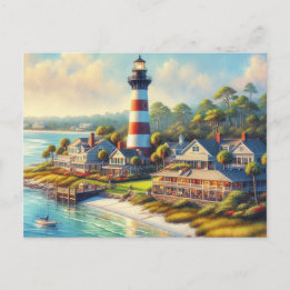 Lighthouse at Harbour Town South Carolina  Postcard