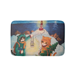 Lighthouse at Night Bath Mat