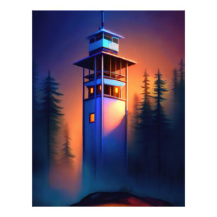Lighthouse at night photo print