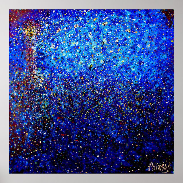 Lighthouse at Night Pointillism Fine Art Print (Front)