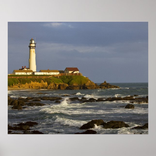 Lighthouse at Pigeon Point State Beach in San 2 Poster (Front)
