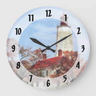 Lighthouse at Sandy Hook Large Clock