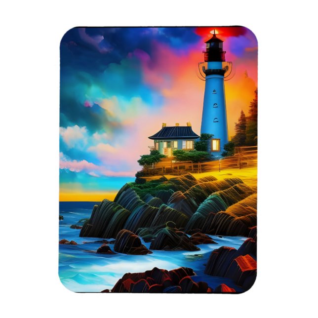 Lighthouse at Sunset Magnet (Vertical)