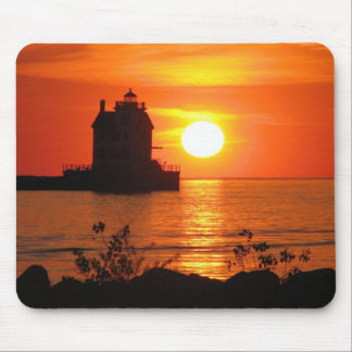 Lighthouse at sunset mousepad