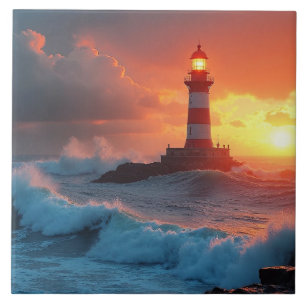 Lighthouse at Sunset Tile