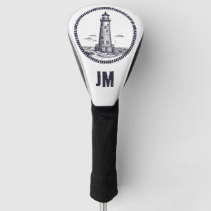 Lighthouse at the sea in round rope frame golf head cover