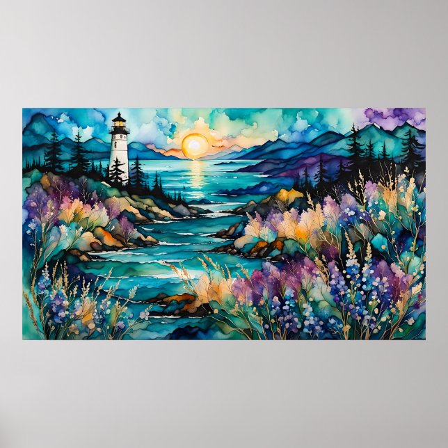 Lighthouse Bay Mountain Wildflower Garden  Poster (Front)