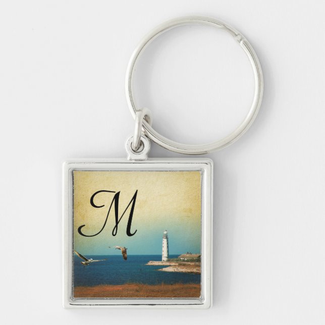 Lighthouse Beach Scene Key Chain (Front)