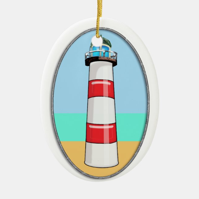 Lighthouse Beacon Ceramic Tree Decoration (Front)