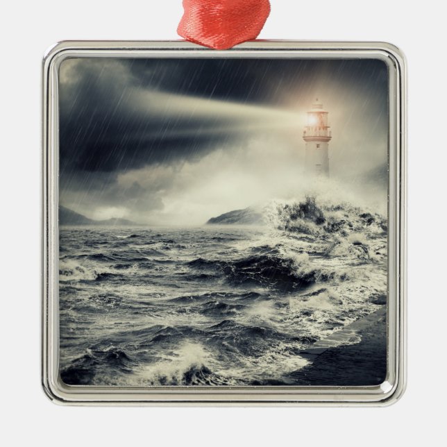 Lighthouse Beacon Metal Tree Decoration (Front)