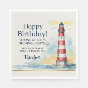 Lighthouse Birthday Shining Light Napkin