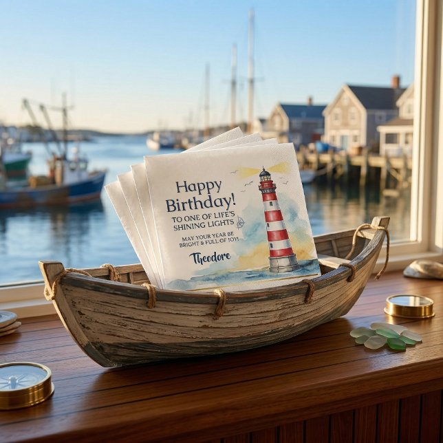 Lighthouse Birthday Shining Light Napkin (Perfect for your sailor friend)