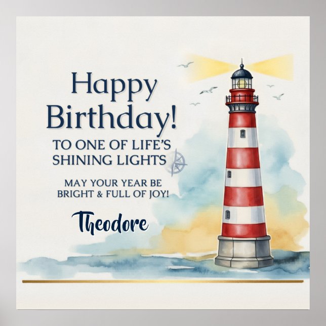 Lighthouse Birthday Shining Light Poster (Front)