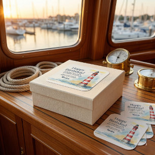 Lighthouse Birthday Shining Light Square Sticker