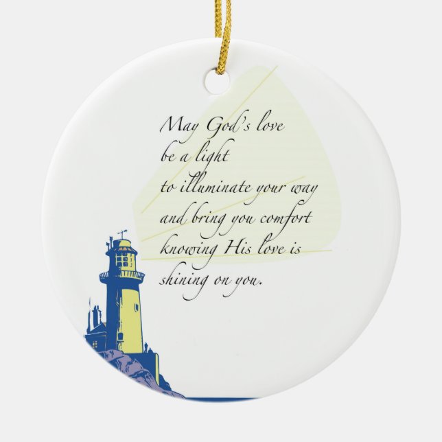 Lighthouse Blessings Prayer Ceramic Tree Decoration (Front)