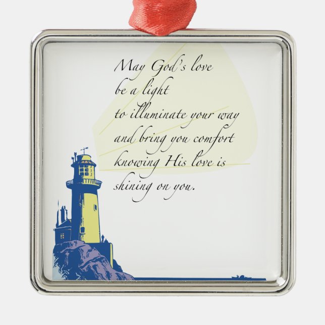 Lighthouse Blessings Prayer Metal Tree Decoration (Front)