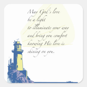 Lighthouse Blessings Prayer Square Sticker