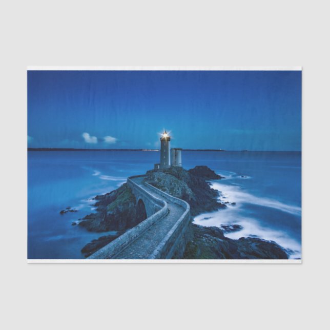 Lighthouse Blue Ocean Decoupage Tissue Paper (Front)