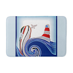Lighthouse Boat Nautical Bath Mat