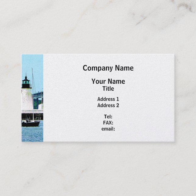 Lighthouse, Bridge and Boats - Platinum Finish Business Card (Front)