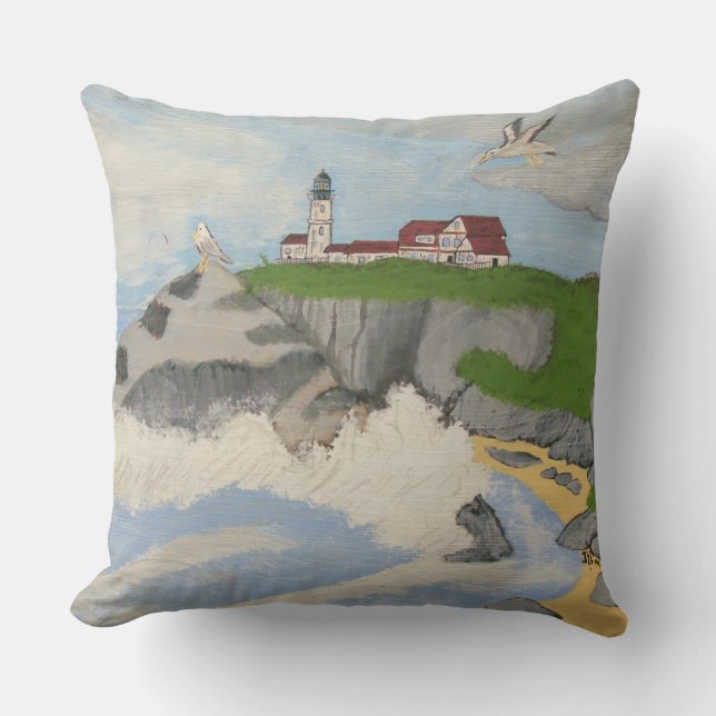 Lighthouse by the Sea Pillow (Front)