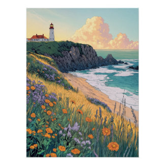 Lighthouse by the Sea Poster