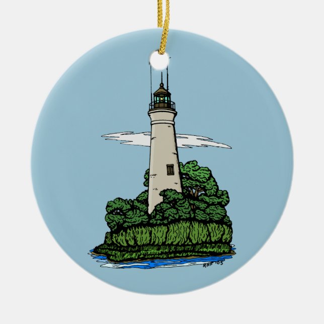 Lighthouse Ceramic Tree Decoration (Front)