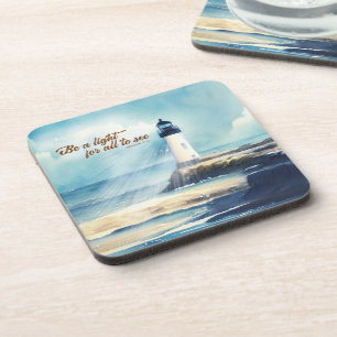 Lighthouse Christian Scripture Mattew Be a Light Coaster