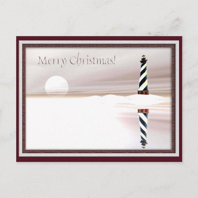 Lighthouse, Christmas Holiday Postcard (Front)