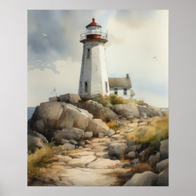 Lighthouse Coastal Art Print Poster (Front)