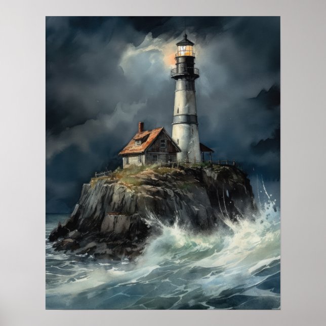 Lighthouse Coastal Art Print Poster (Front)