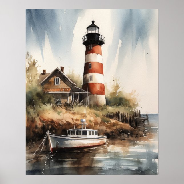 Lighthouse Coastal Art Print Poster (Front)
