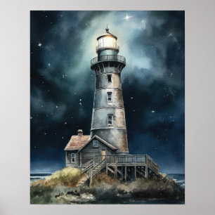 Lighthouse Coastal Art Print Poster