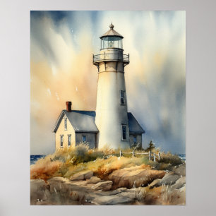 Lighthouse Coastal Art Print Poster