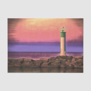 Lighthouse Colourful Purple Pink Sunset Tissue Paper