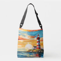 Lighthouse Concept Abstract Colourful Scenery Sea