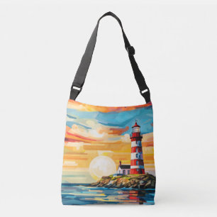 Lighthouse Concept Abstract Colourful Scenery Sea Crossbody Bag