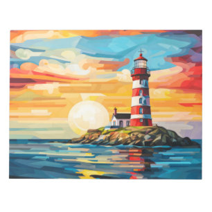 Lighthouse Concept Abstract Colourful Scenery Sea Notepad