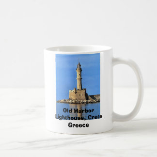 Lighthouse Crete Greece Old Harbour, Old Harbour Coffee Mug