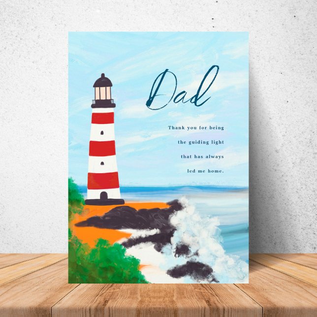 Lighthouse Father's Day Personalised Greeting Card (Creator Uploaded)