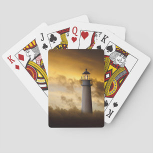 Lighthouse Glowing under Dramatic Sky Playing Cards