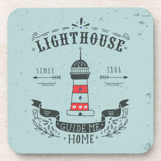 Lighthouse Guide Me Home Poster Coaster (Front)