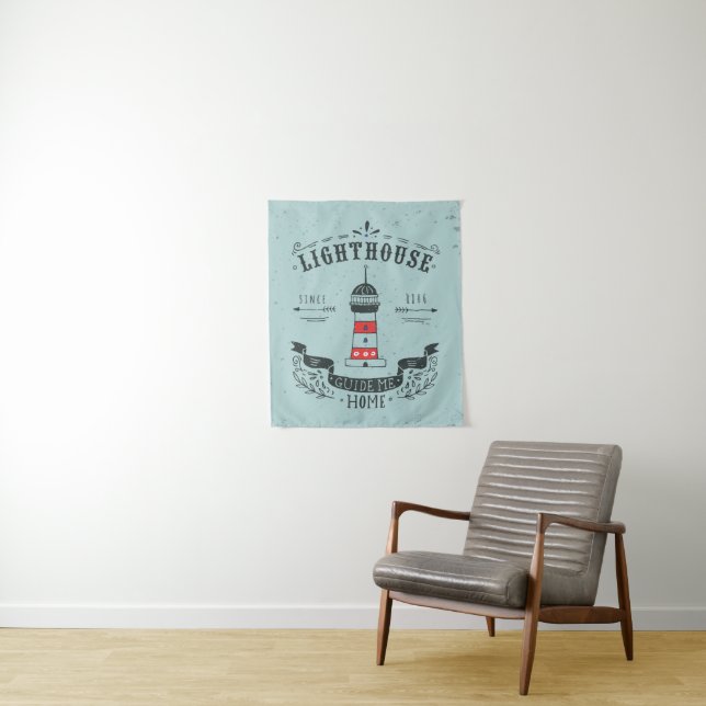 Lighthouse Guide Me Home Poster Tapestry (In Situ)